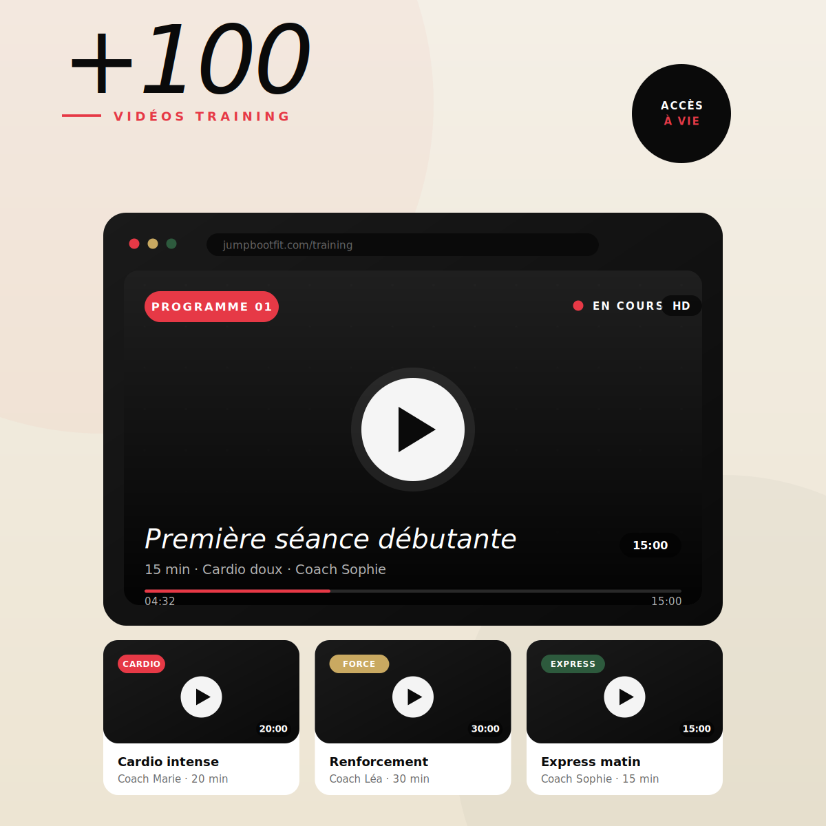 Sac de transport + Lot de 2 bandes à rebond + Accés à +100 vidéos training